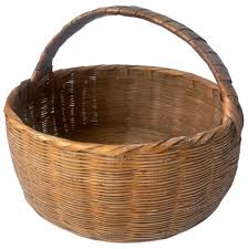 Vintage Basket Wicker Easter Egg Hunt Straw Wrapped Handle ...