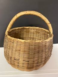 Vintage Woven Basket With Wrapped Handle Natural Brown 7.5 ...