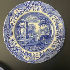 Vintage Copeland Spode 2 Cups and Saucer With 2 Snack Plates Blue & White Italian Pattern With Village and Stream Made in England - Etsy Canada