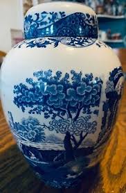 Spode Ginger Jar and Lid Vintage Blue White | eBay