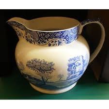 Spode Blue Italian Large Water/Dutch Pitcher - AptDeco