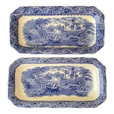 Antique Cauldon Ltd. England Blue Moore Platters- a Pair ...