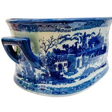 X-Large Chinese Blue & White Ironstone Foot Bath Planter ...