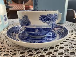 Spode Italian Blue & White Large Oversized Cup & Saucer New ...