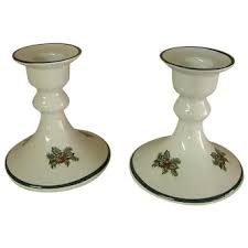 Similar Items to Pair of English Porcelain Christmas Candle ...