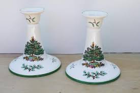 pair of candlesticks vintage Spode England Christmas tree ...