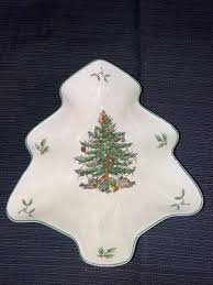 New In Box Spode Christmas Tree Shaped Medium Size Dish 9" x ...