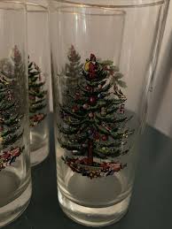 Vintage Spode Christmas Tree Highball Drinking Glasses Set/4 ...