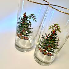 Pair of Tall Highball Glasses With the Spode "christmas Tree ...