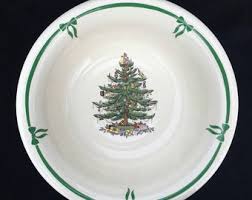 Spode Christmas Tree 14-1/2" Footed Punch Bowl and Ladle With Green Trim Made in England in Excellent Unused Condition - Etsy