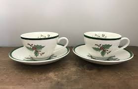 2 Cuthbertson England Christmas Tree Porcelain Tea Cup ...