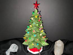 Vintage Lighted Ceramic Christmas Tree: 1981 Hand Painted ...