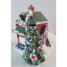 2002 Spode Christmas Tree Village Train Station Figural Cookie Jar, Nib | Chairish