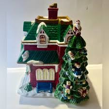 Spode Christmas Tree Village Train Station cookie jar