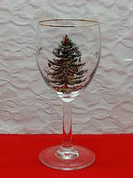 Set of 4 SPODE "Christmas Tree" Pedestal Wine, Water, Juice ...