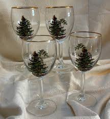 VTG Spode Christmas Tree All Purpose Wine Glasses, UNMARKED ...