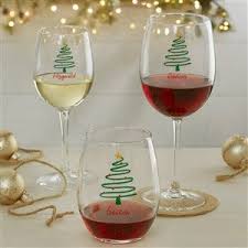 Abstract Christmas Tree Personalized Wine Glass Collection