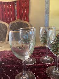 Set of 4 Spode Christmas Tree Crystal Wine Goblets 12oz ...