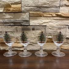 Spode Christmas Tree Wine Water Glasses Goblets Stemware ...