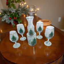 Vintage Christmas Tree Glassware by Moderne: Wine Goblets ...