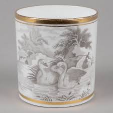 2 ⅝" Coffee Can / Cup with a Pair of Swans, Early 1800s Bat ...