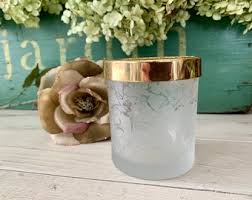 Vintage Frosted Glass Floral Vanity Jar With Decorative Gold ...