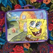 Nickelodeon | Bags | Vintage Spongebob Squarepants Handle Bag Storage Purple Zip Up | Poshmark
