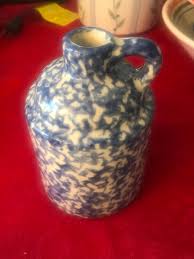 Gerald E Henn Blue Spongeware Pottery Jug With Handle - Etsy