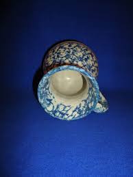Blue and White Spongeware Stoneware Hot Water Pitcher #5248 ...