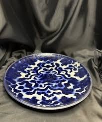 Stunning Art Pottery Cobalt Blue and White 12” Plate with ...