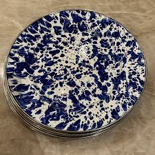 Spongeware Tin Plates Chargers, S/6 | Chairish