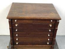 Sold at Auction: Walnut 6 Drawer Spool Cabinet