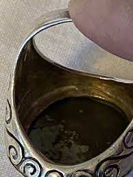 STERLING LG OVAL MATRIX FAUX TURQUOISE STATEMENT RING SIZE 8.25 | eBay