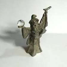 Games | Dnd Vintage Pewter Wizard With Crystal 25 Inch ...