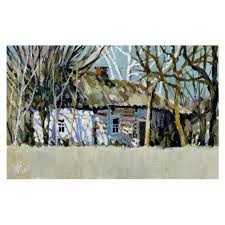 Ethnic Wooden House Oil on Hardboard Painting, White House in the Bushes Painting, Abandoned House in the Village, House in the Shadows - Etsy
