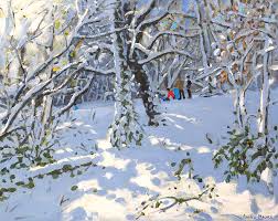 Christmas sledging in Allestree Woods Greeting Card by Andrew Macara