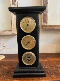 Vintage Black Wood Desktop Weather Station - Etsy