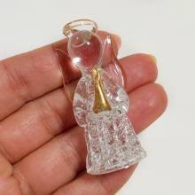Sold at Auction: Gold tone details Glass Angel with candle tiny figurine ornament