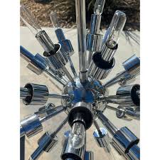Mid-Century Modern Motoko Ishii Sputnik Lightolier Chrome Space Age Chandelier | Chairish