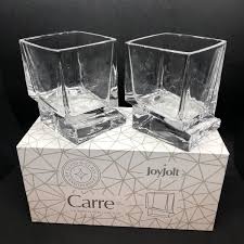 JoyJolt Carre 10 OZ Whiskey Glasses Square Shape Set Of 2 In ...