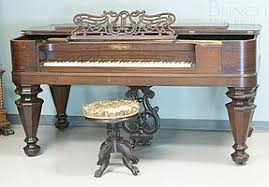 Sold at Auction: Rosewood Victorian coffin style grand piano by Chickering, 74" length x 39-1/2" deep x 38" high, with stool, ivory keys, some missin...