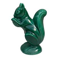 Large Green Majolica Money Bank Squirrel Circa 1950 | Chairish