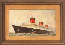 Sold at Auction: SS NORMANDIE FRENCH LINE FRAMED PRINT