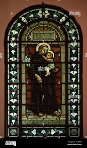 Saint Anthony of Padua, Stained glass in Catholic church of ...