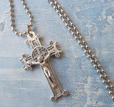 Scroll Style St Saint Benedict Crucifix Pendant Necklace 24 ...