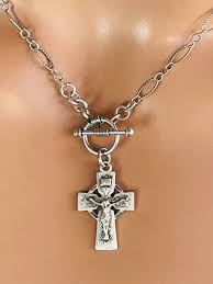 Sterling Silver Crucifix Cross Necklace Cross Choker 925 ...