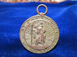 Vintage St Christopher Be My Guide Medal Silvertone Car ...