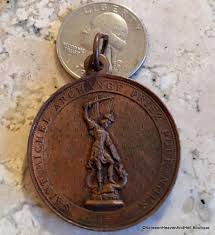 Large Rare 1800's Signed French Antique Medal Archangel ...