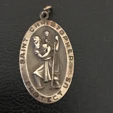 Vintage Sterling Silver Saint St Christopher Religious Medal ...