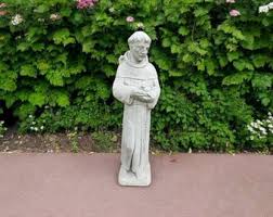 Large Standing Man With Bird Statue, Concrete Man Holding ...